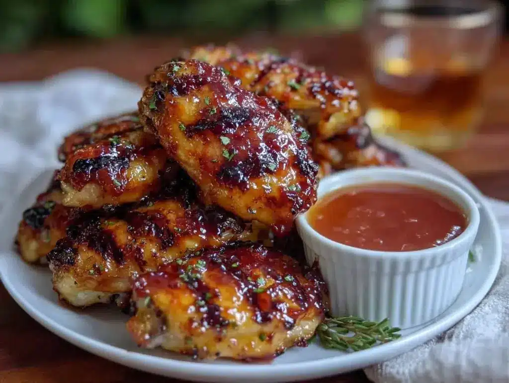 honey bourbon grilled chicken wings - featured image