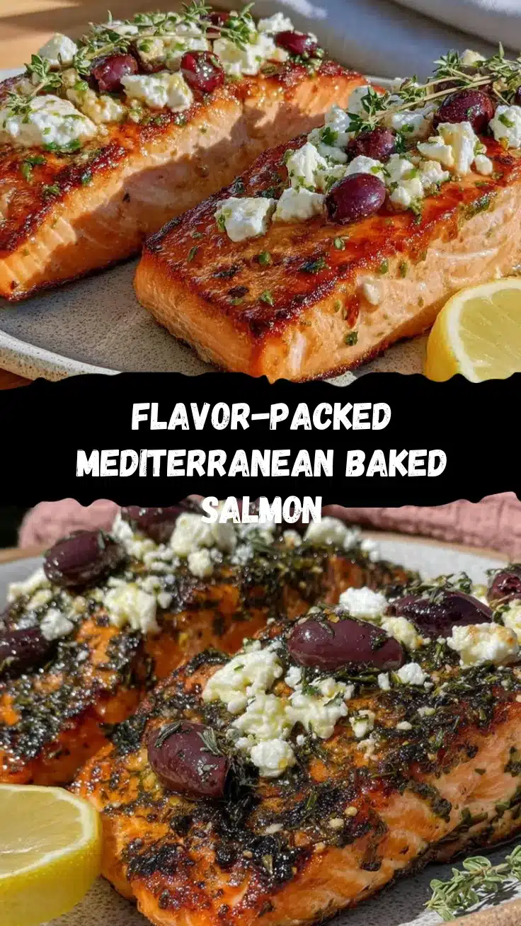 Mediterranean baked salmon with feta and olives recipe