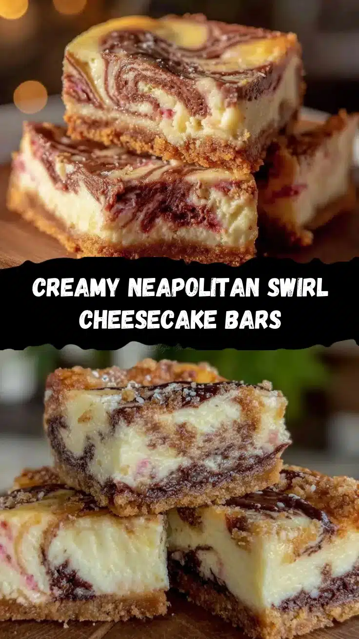Neapolitan Swirl Cheesecake Bars recipe