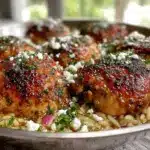 one-pan mediterranean chicken with orzo - featured image