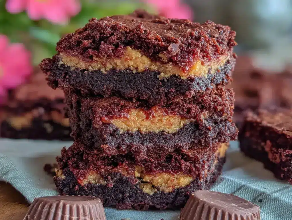 peanut butter cup brownies - featured image