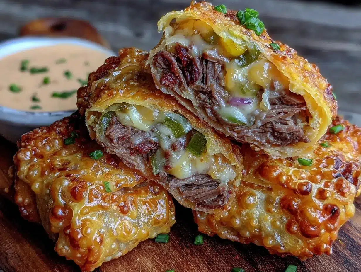 Philly cheesesteak egg rolls preparation steps