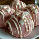 pink velvet hot chocolate bombs - featured image