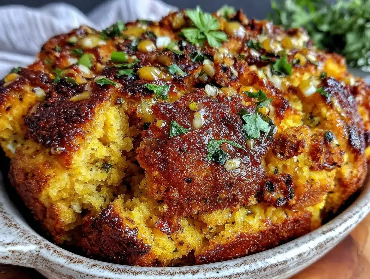 Southern cornbread dressing casserole preparation steps