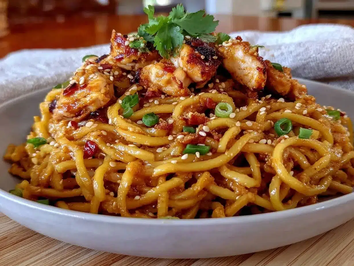 spicy peanut noodles with chicken preparation steps
