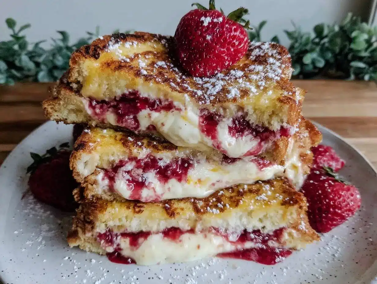strawberry cream cheese stuffed french toast preparation steps