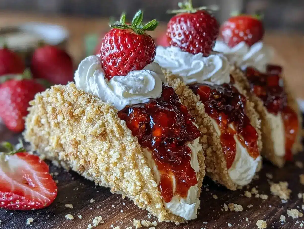 Strawberry Crunch Cheesecake Tacos preparation steps