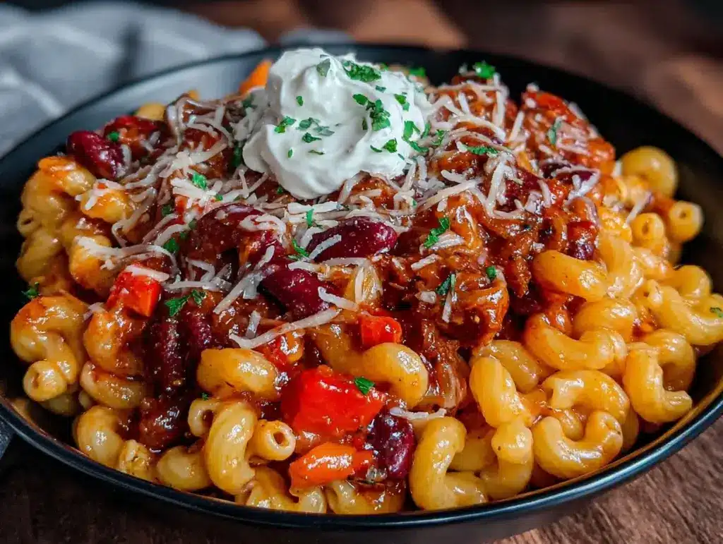 vegetarian chili mac - featured image
