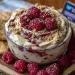 white chocolate raspberry cheesecake dip - featured image
