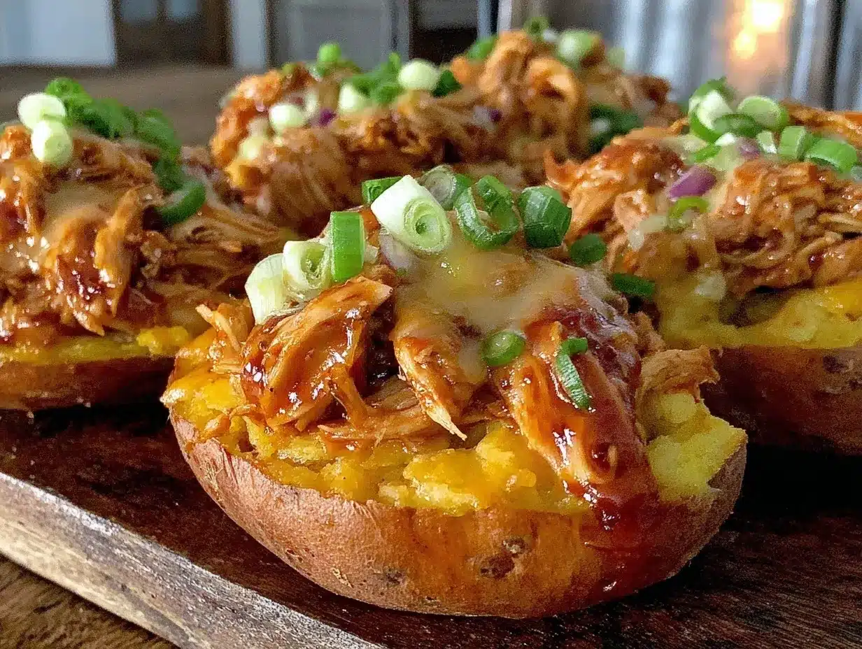 BBQ chicken stuffed sweet potatoes preparation steps