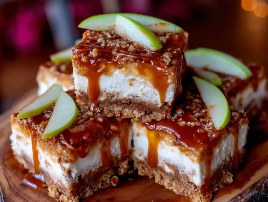 caramel apple cheesecake bars - featured image