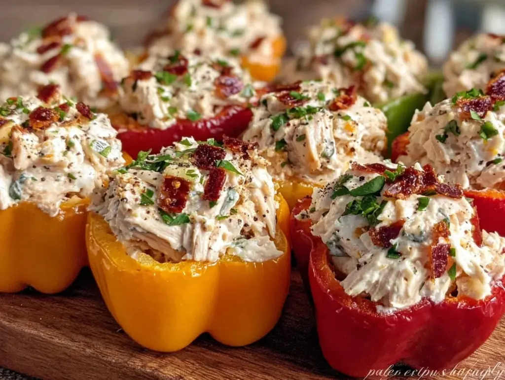 chicken salad stuffed mini peppers - featured image