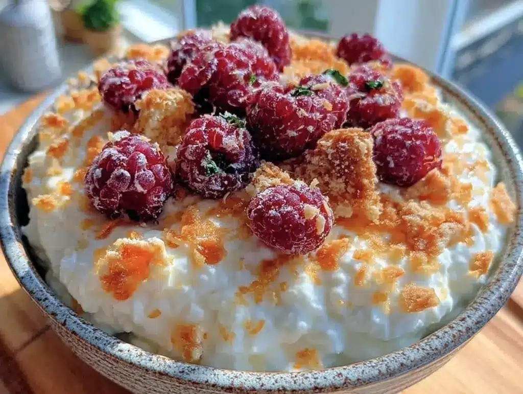 cottage cheese raspberry bowl - featured image