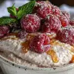 creamy chia pudding with raspberries - featured image