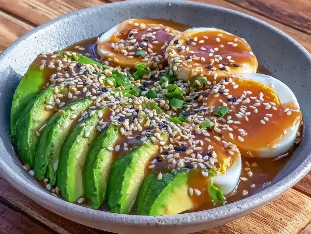 creamy miso sesame egg bowl - featured image