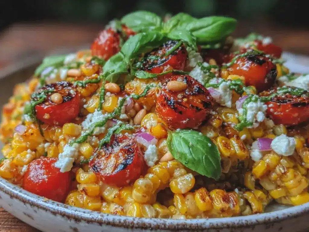 end of summer corn salad with basil - featured image