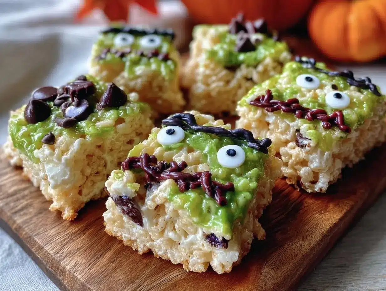 Frankenstein Rice Krispie Treats preparation steps