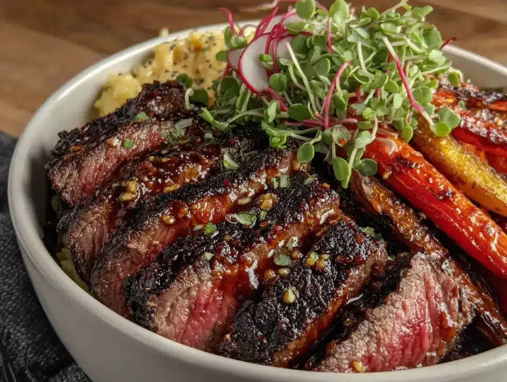 Galentines Cocktails Nourish Bowl with Steak Strips - featured image