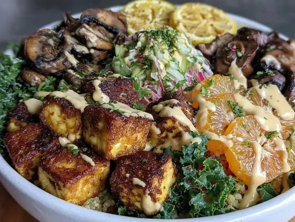 ginger garlic tofu bowl - featured image