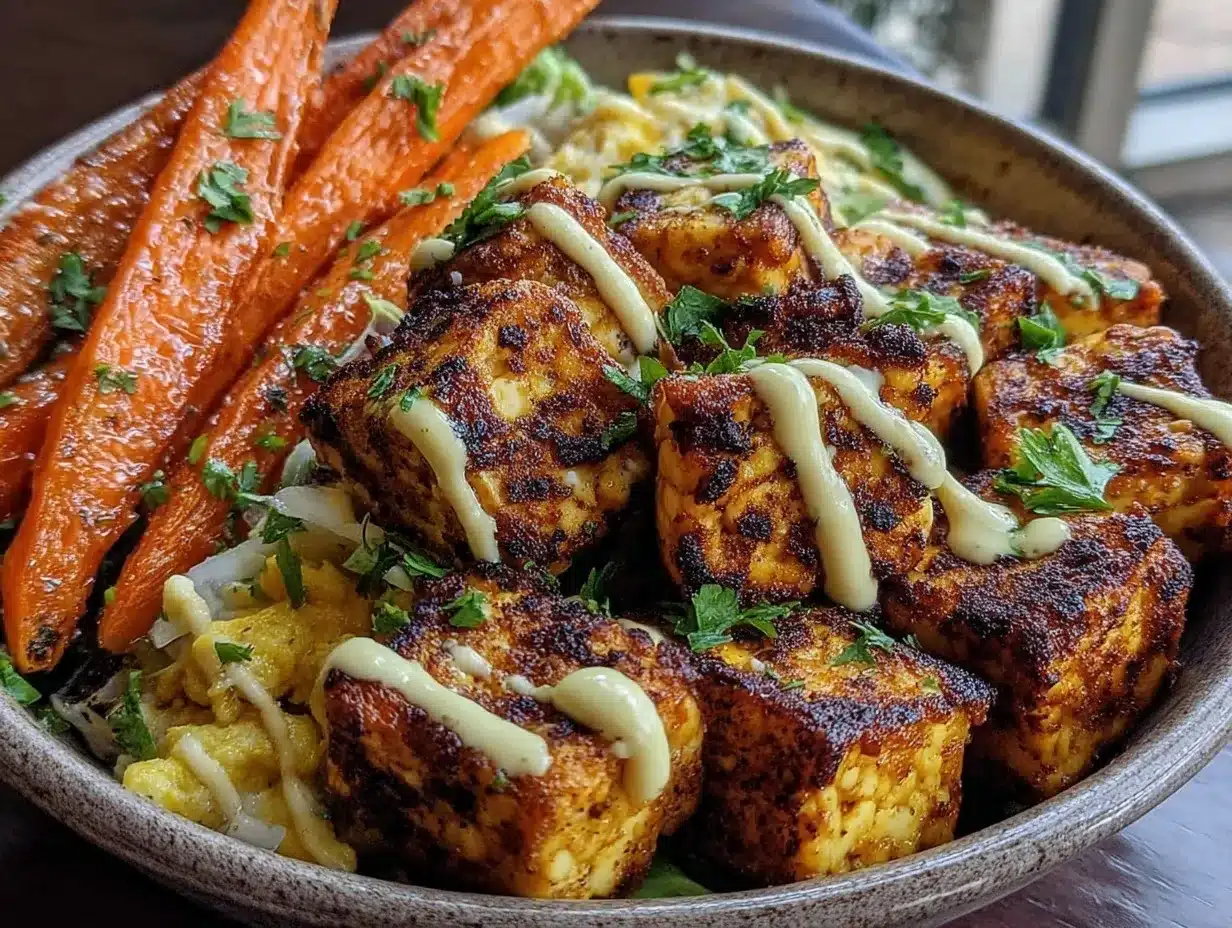 ginger garlic tofu bowl preparation steps
