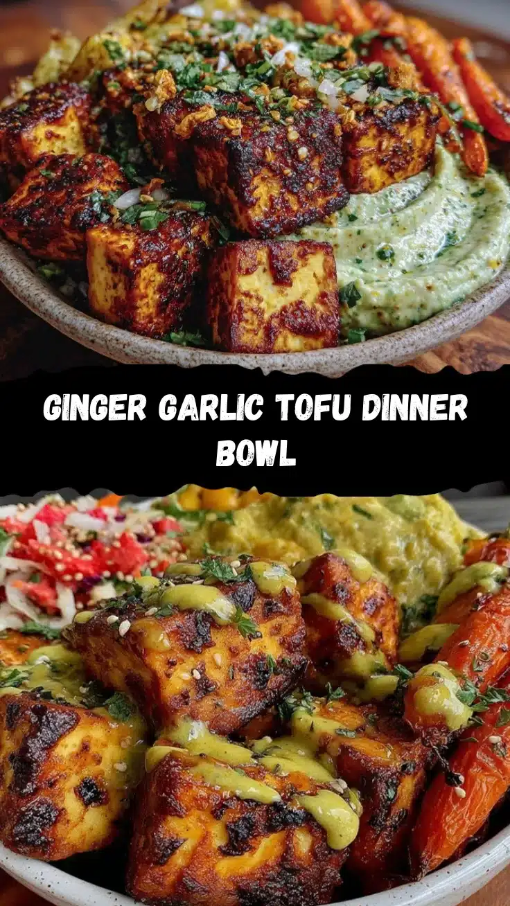 ginger garlic tofu dinner bowl recipe