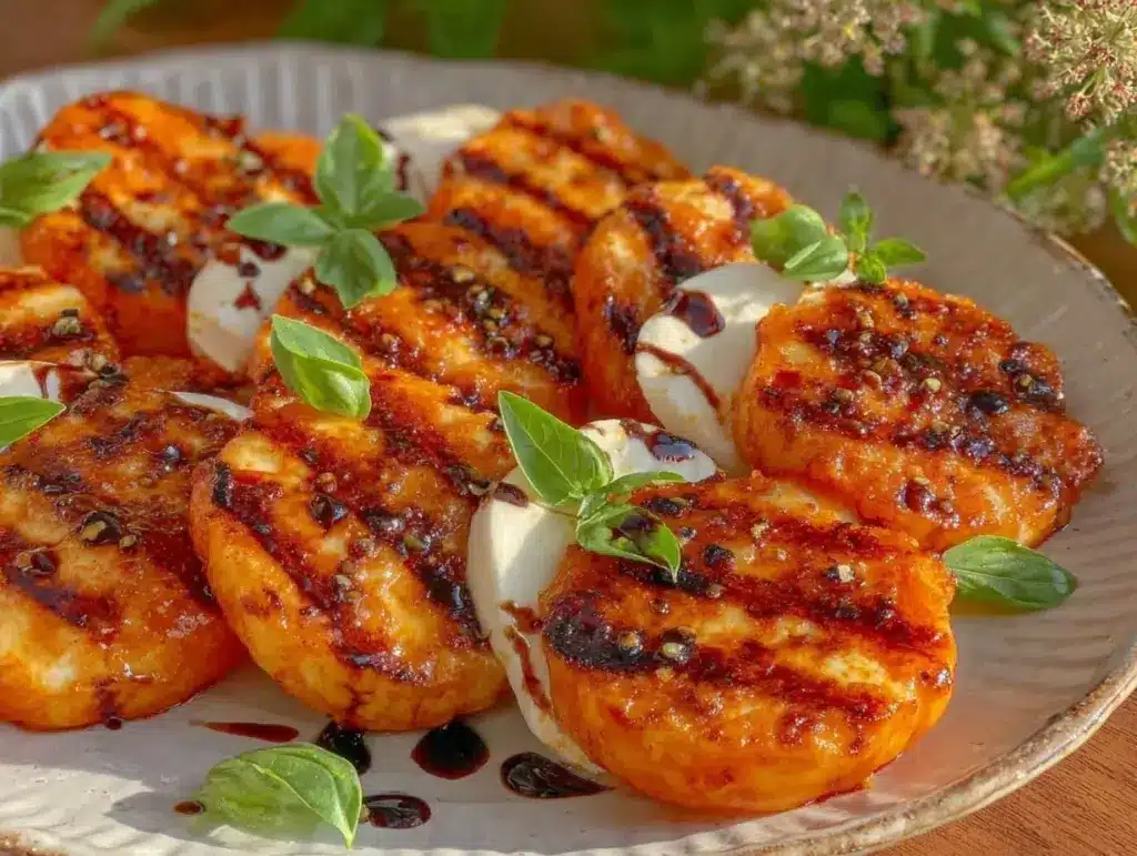 grilled peach caprese salad - featured image