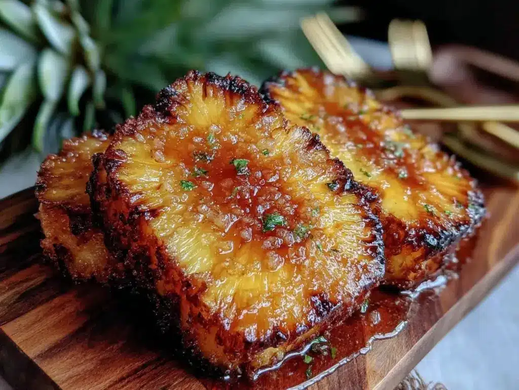 grilled pineapple with rum glaze - featured image