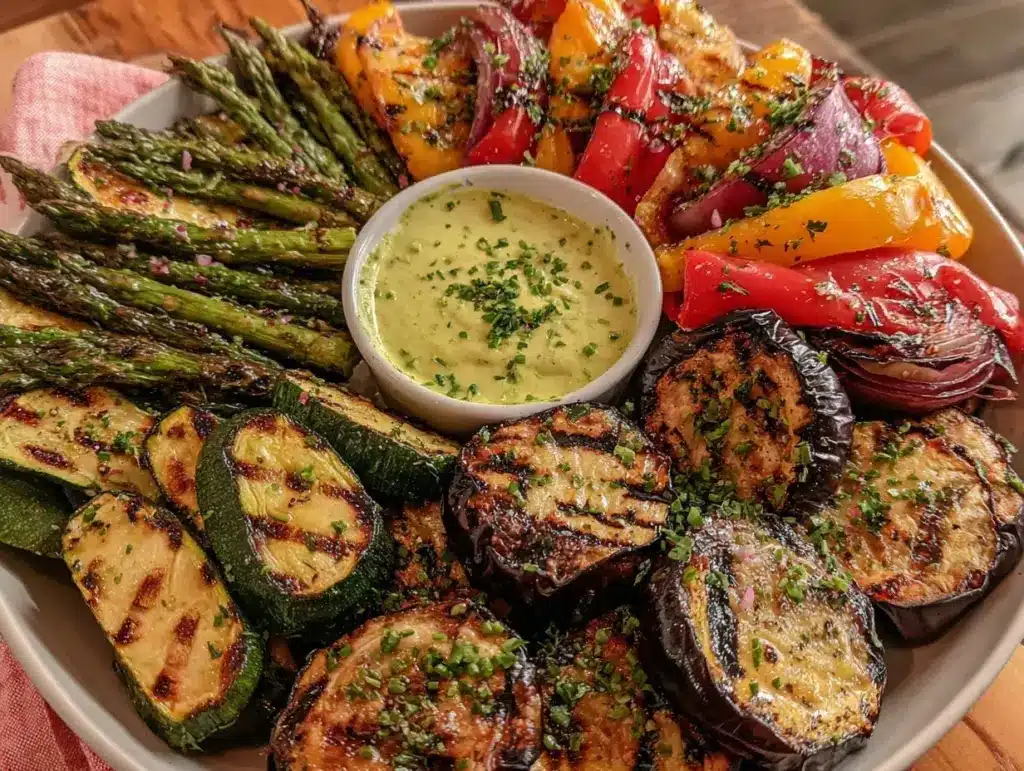grilled veggie platter with creamy herb aioli - featured image