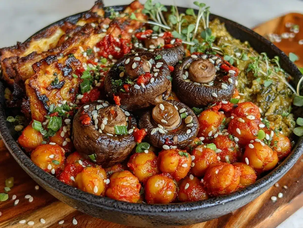 harissa chickpeas dinner bowl preparation steps