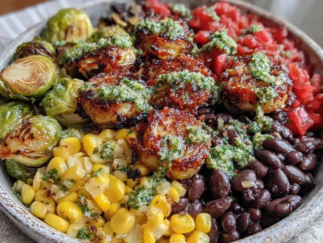 hearty new years day dinner bowl with chimichurri preparation steps