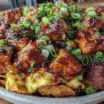 loaded nacho bowl with spicy tofu - featured image