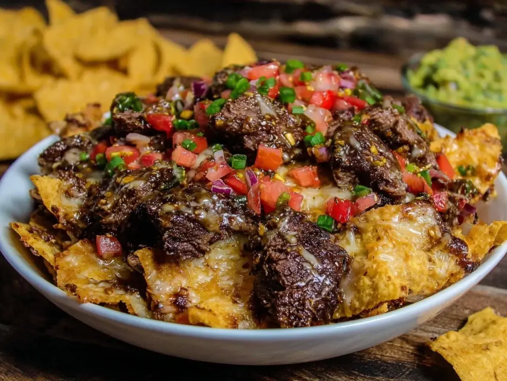 loaded steak nacho party bowl - featured image