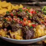 loaded steak nacho party bowl - featured image