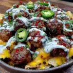 loaded turkey meatball nacho bowl - featured image