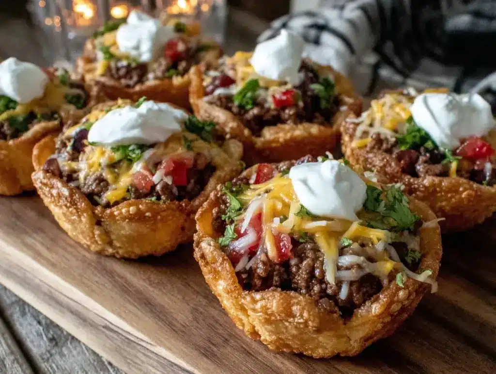 mini taco cups recipe - featured image