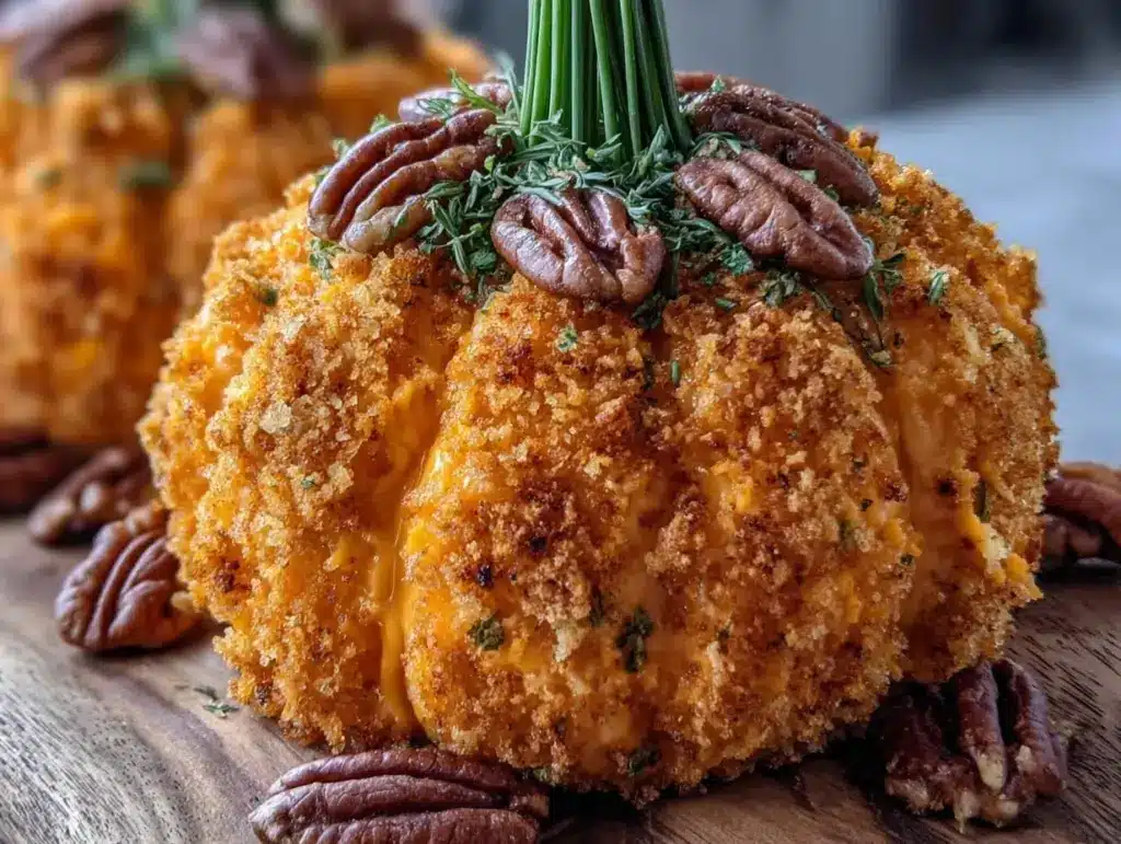 pumpkin shaped cheese ball - featured image