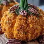 pumpkin shaped cheese ball - featured image