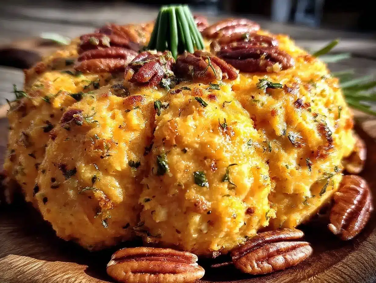 pumpkin shaped cheese ball preparation steps