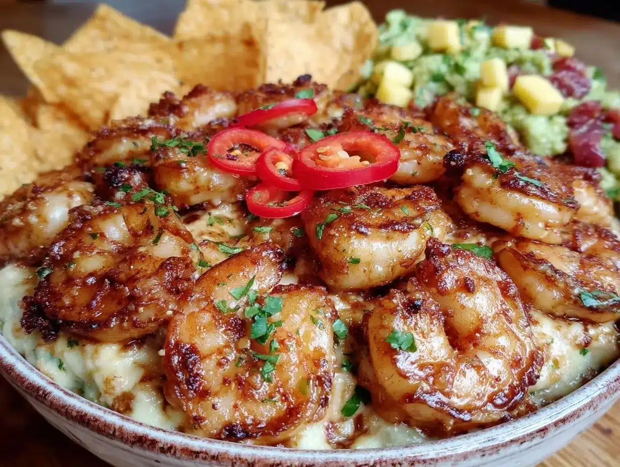ranch taco party bowl with shrimp scampi preparation steps