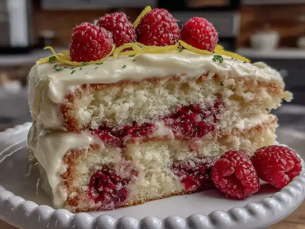 raspberry lemon layer cake - featured image