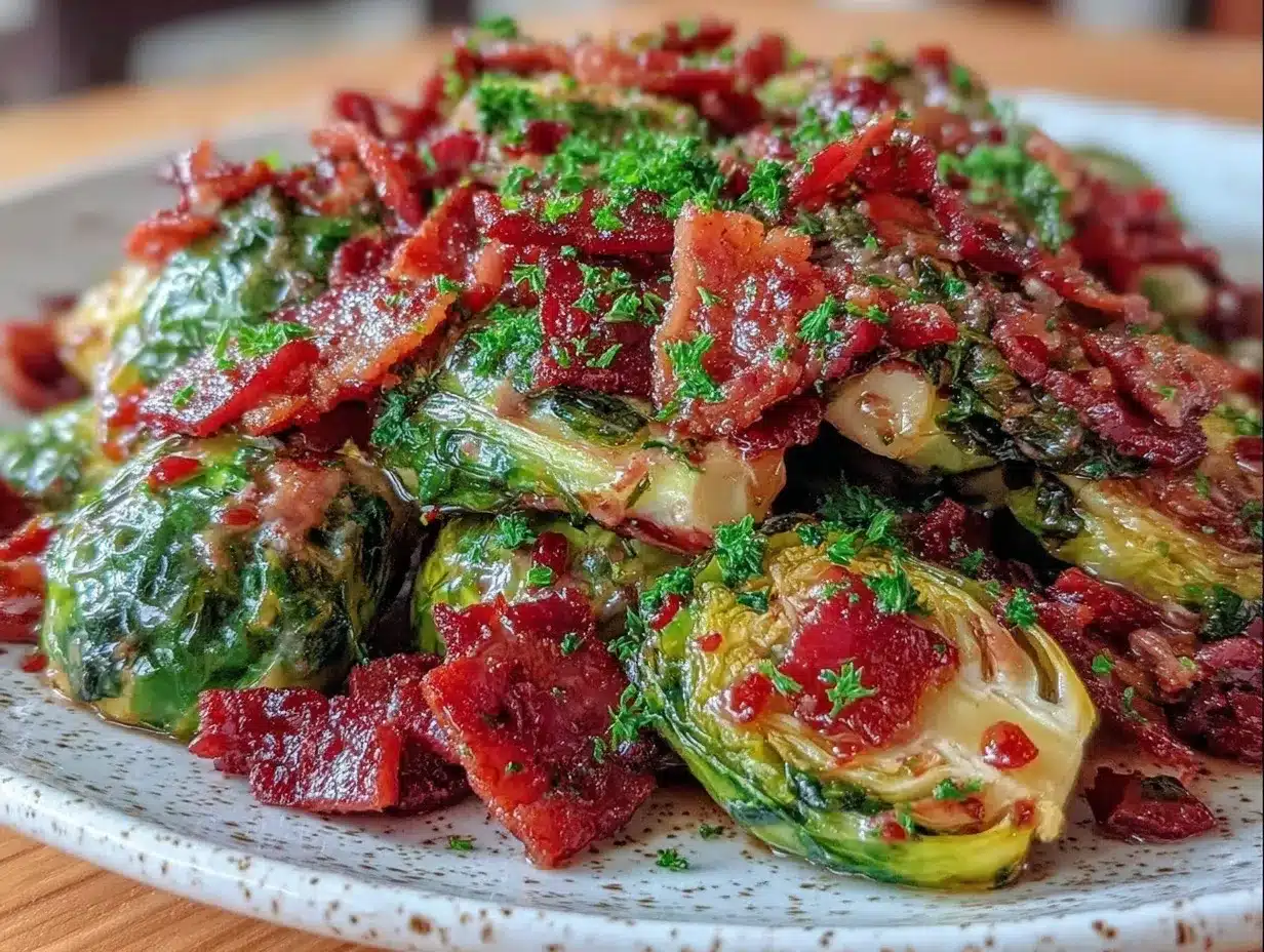 roasted Brussels sprouts with bacon and maple preparation steps