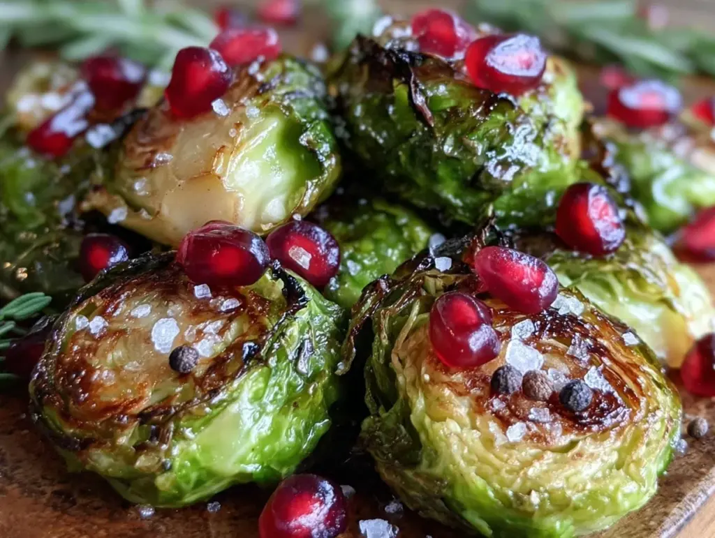 roasted Brussels sprouts with pomegranate - featured image