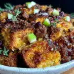 sausage apple cornbread stuffing - featured image