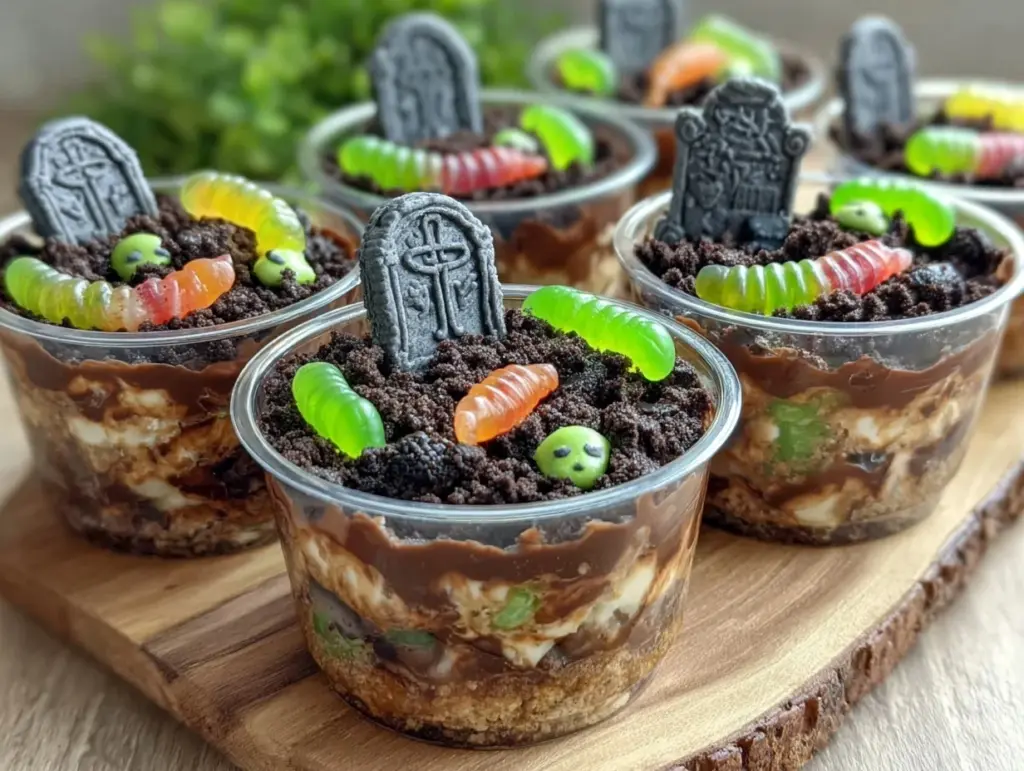 spooky graveyard dirt cake cups - featured image