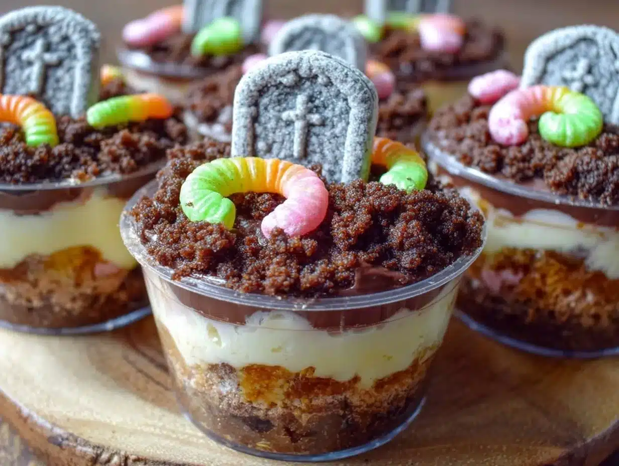 spooky graveyard dirt cake cups preparation steps