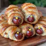 spooky mummy wrapped hot dogs - featured image