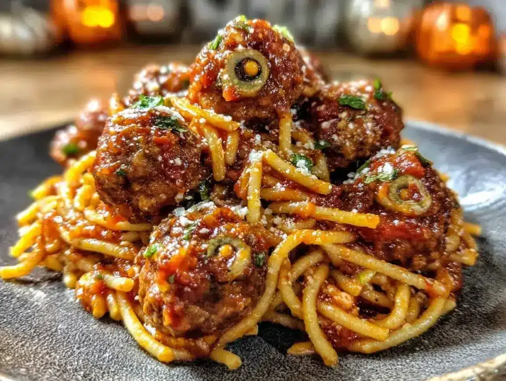 spooky spaghetti recipe - featured image