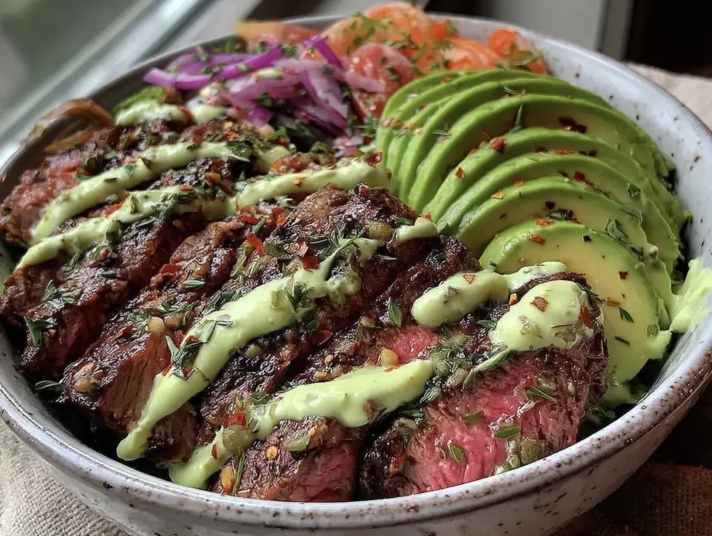 steak avocado dinner bowl - featured image