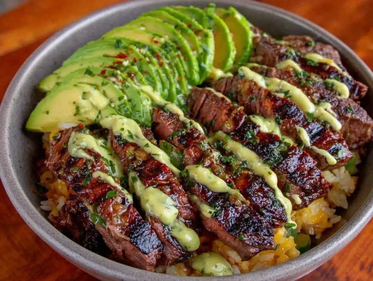 steak avocado dinner bowl preparation steps