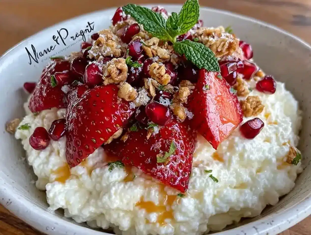 strawberry cottage cheese bowl preparation steps